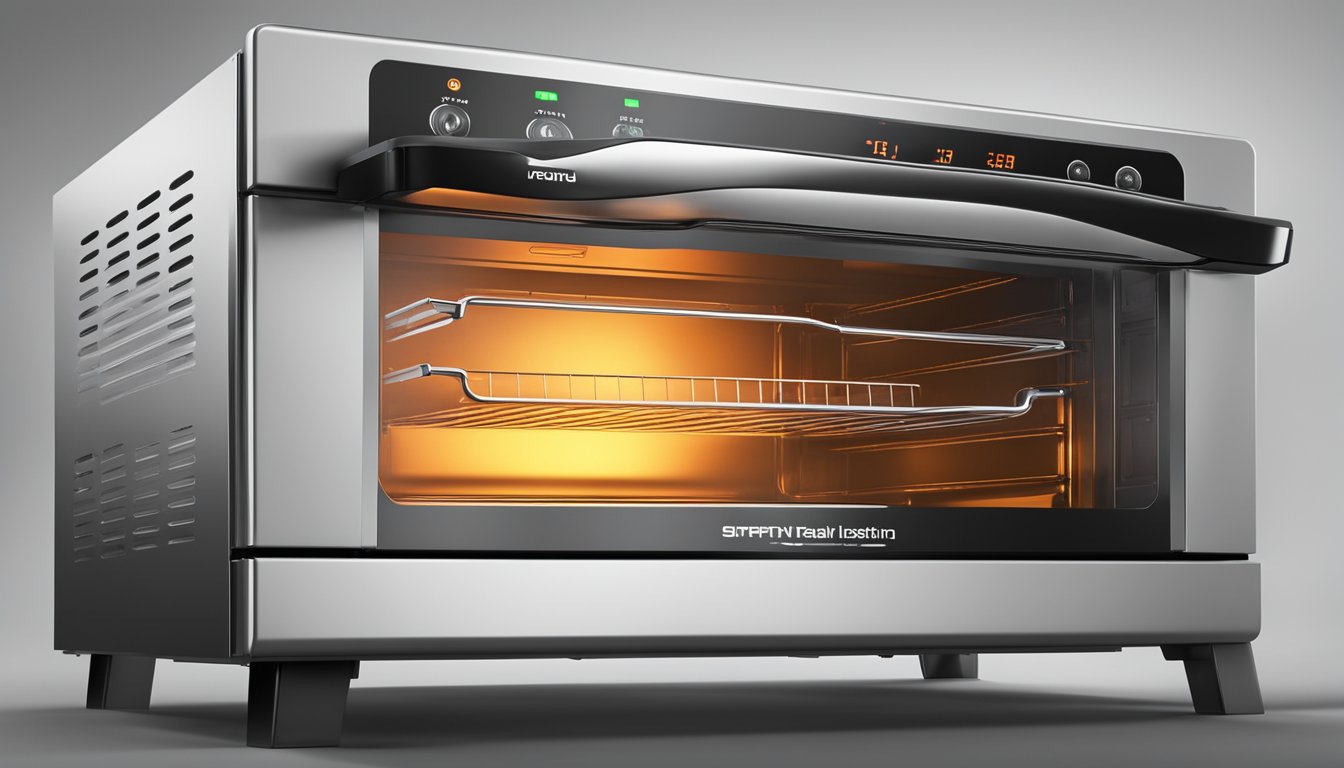 The electric oven glows red-hot as it consumes power, with the digital display showing the energy usage in kilowatts