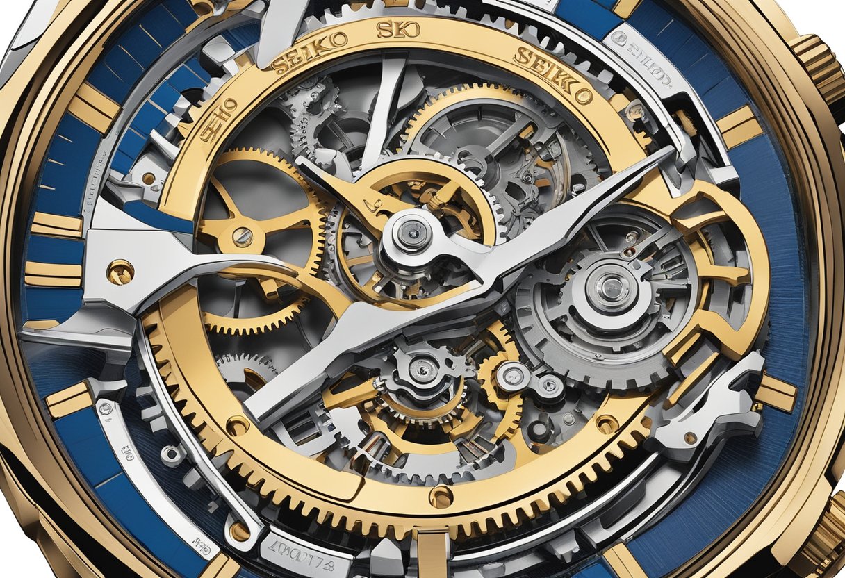 Les engrenages complexes et les aiguilles délicates des montres Seiko sont révélés lorsque la montre est démontée, mettant en valeur la précision et le savoir-faire de chaque garde-temps.