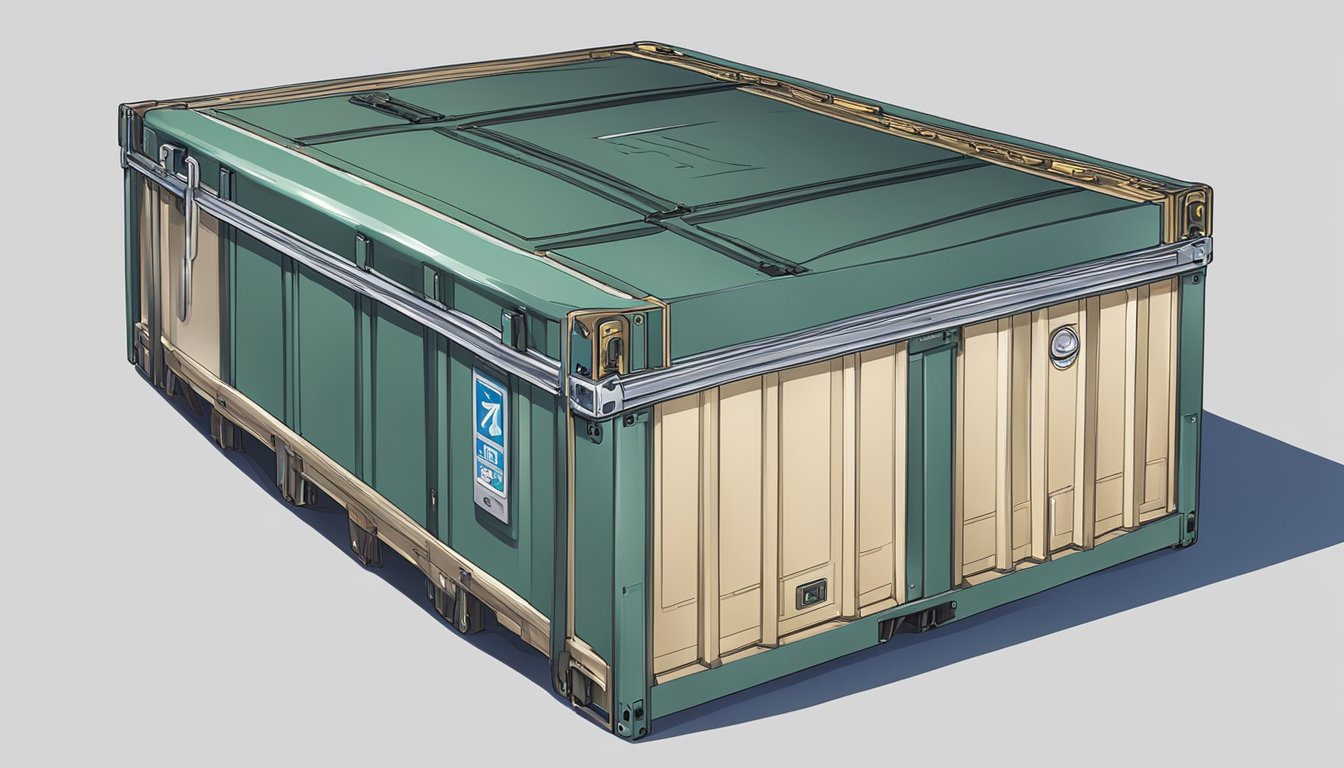 A sturdy, lockable storage container with cushioned interior, secured to prevent movement during transportation