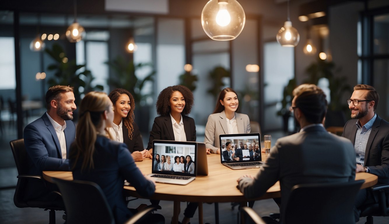 A diverse team collaborates virtually, overcoming logistical hurdles to promote inclusivity and active participation in meetings