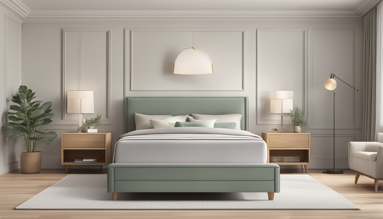 A queen size mattress measuring 60 inches wide and 80 inches long, set in a bedroom with neutral-colored walls and a simple bed frame