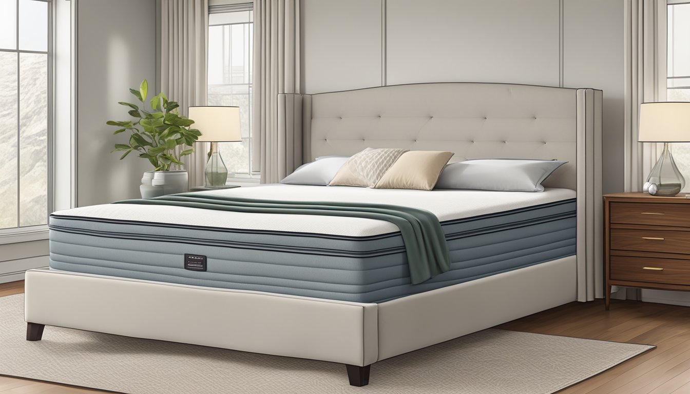 A queen size mattress measuring 60 inches wide and 80 inches long, with a height of 10 inches, placed in a bedroom with neutral-colored walls and hardwood floors