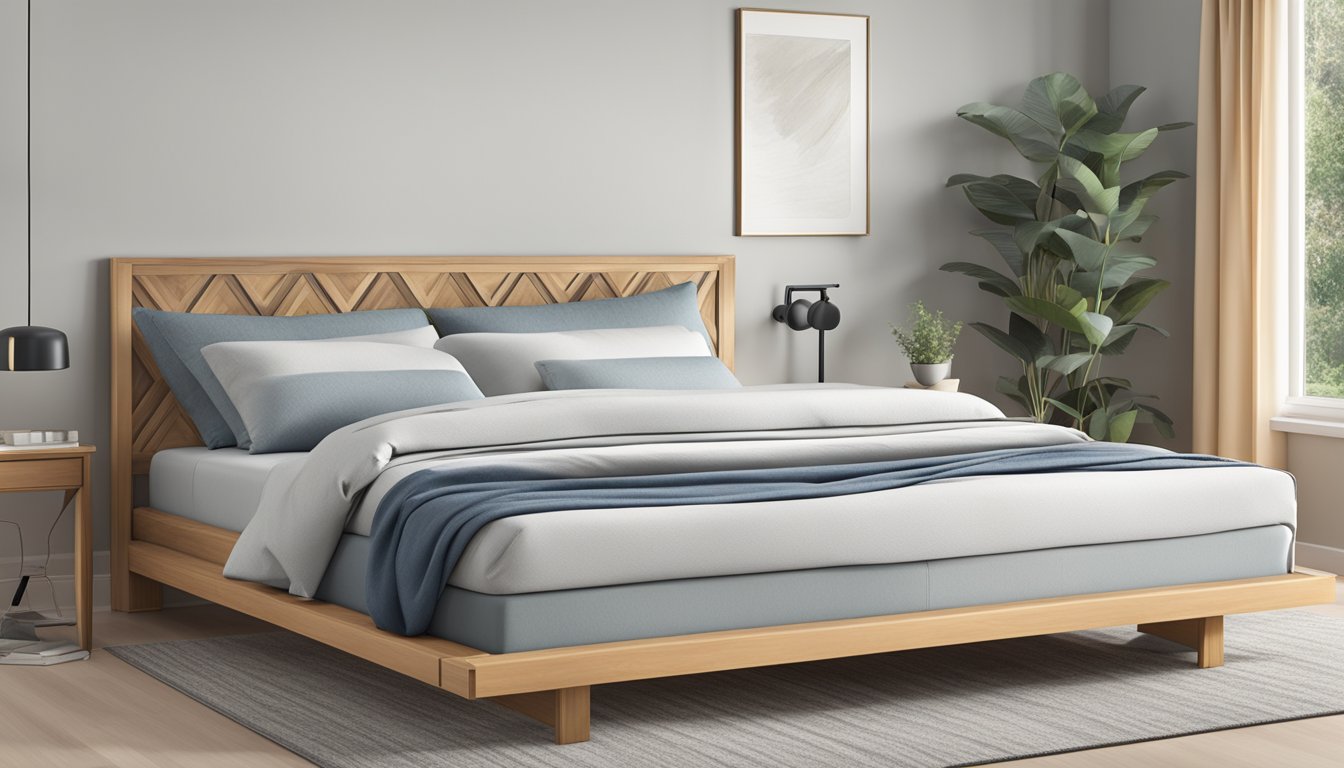 A sturdy bed frame supports various weights, including mattresses and bedding