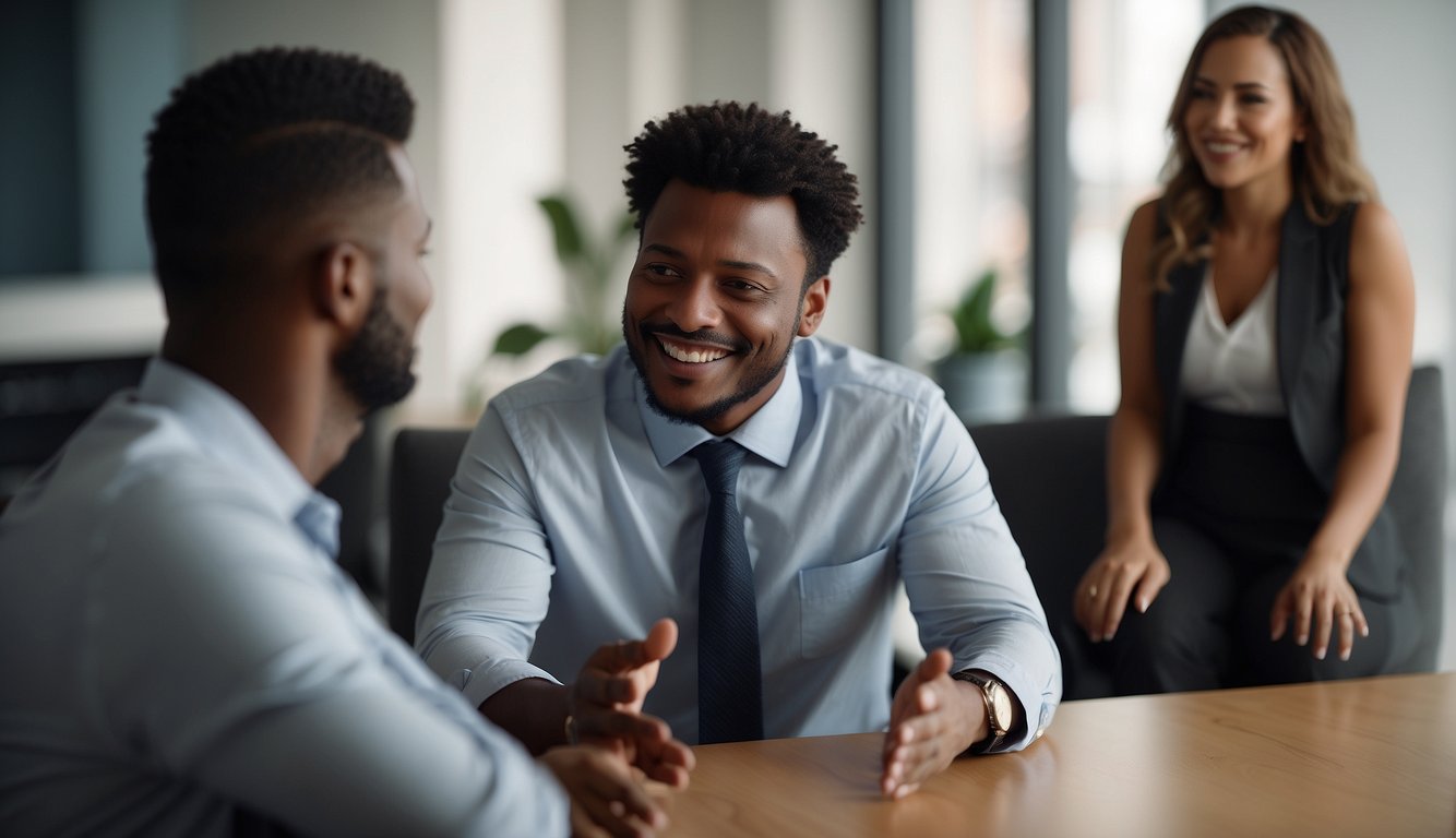 A virtual meeting leader demonstrates empathy and understanding through facial expressions and body language, fostering a positive and inclusive atmosphere