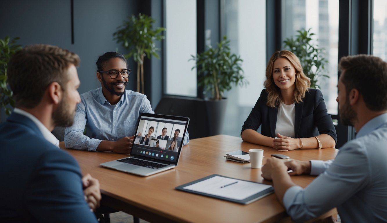 A virtual meeting leader demonstrates empathy and composure while guiding team discussions, exuding emotional intelligence in their approach