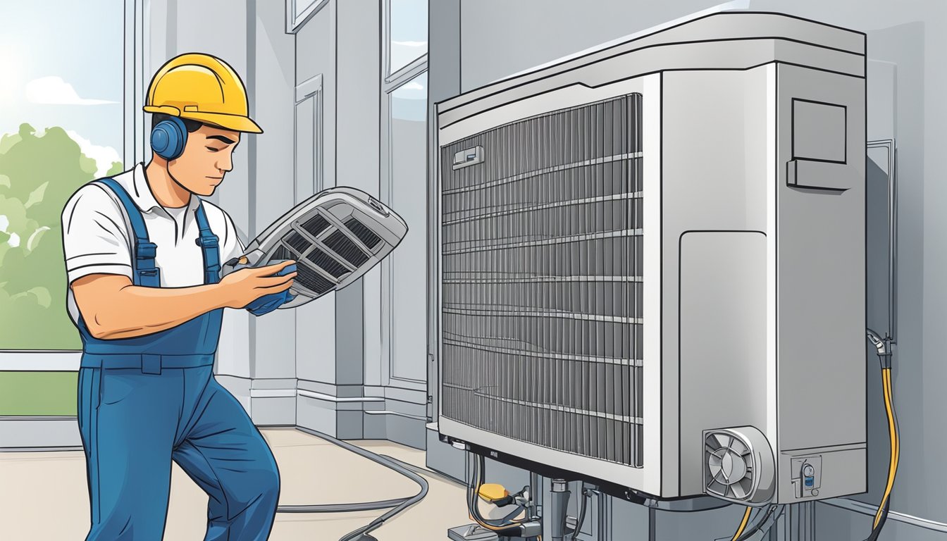 A technician installs and maintains an air conditioning unit in a residential or commercial setting