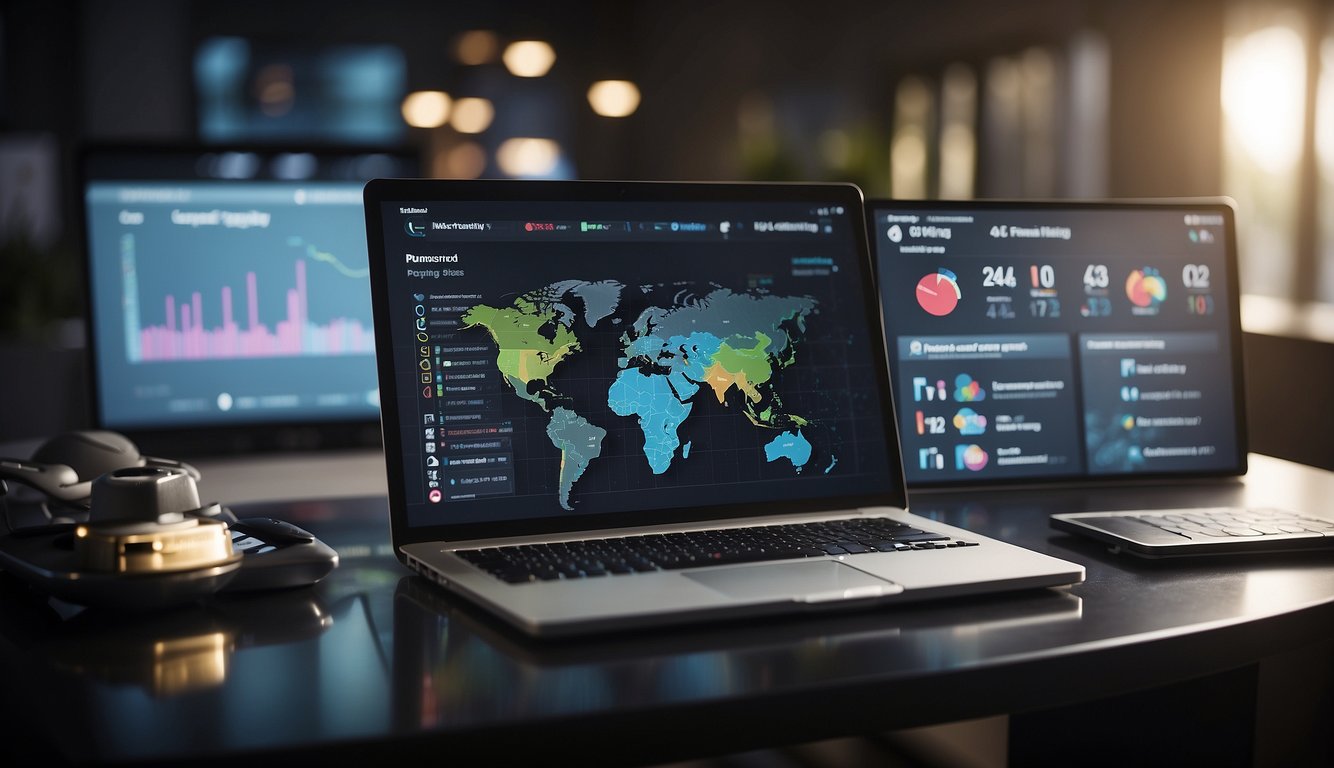 A virtual meeting progress tracker displayed on a computer screen with charts and graphs showing accountability strategies in action