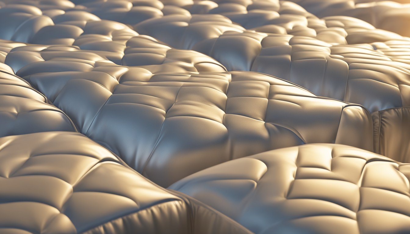 A honey-colored mattress is revealed, glistening in the light