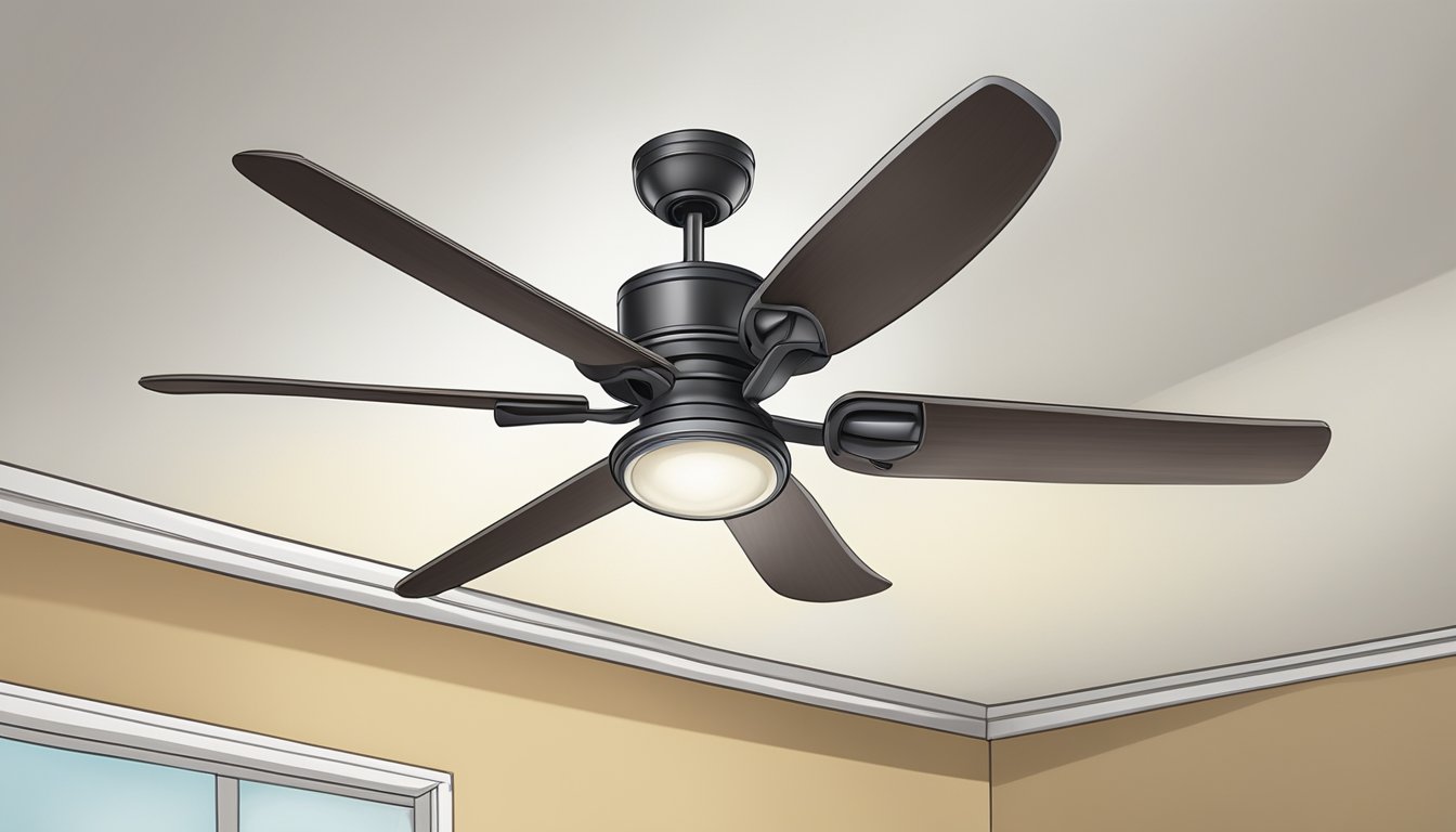 A ceiling fan is being installed in a customer care corner in Singapore