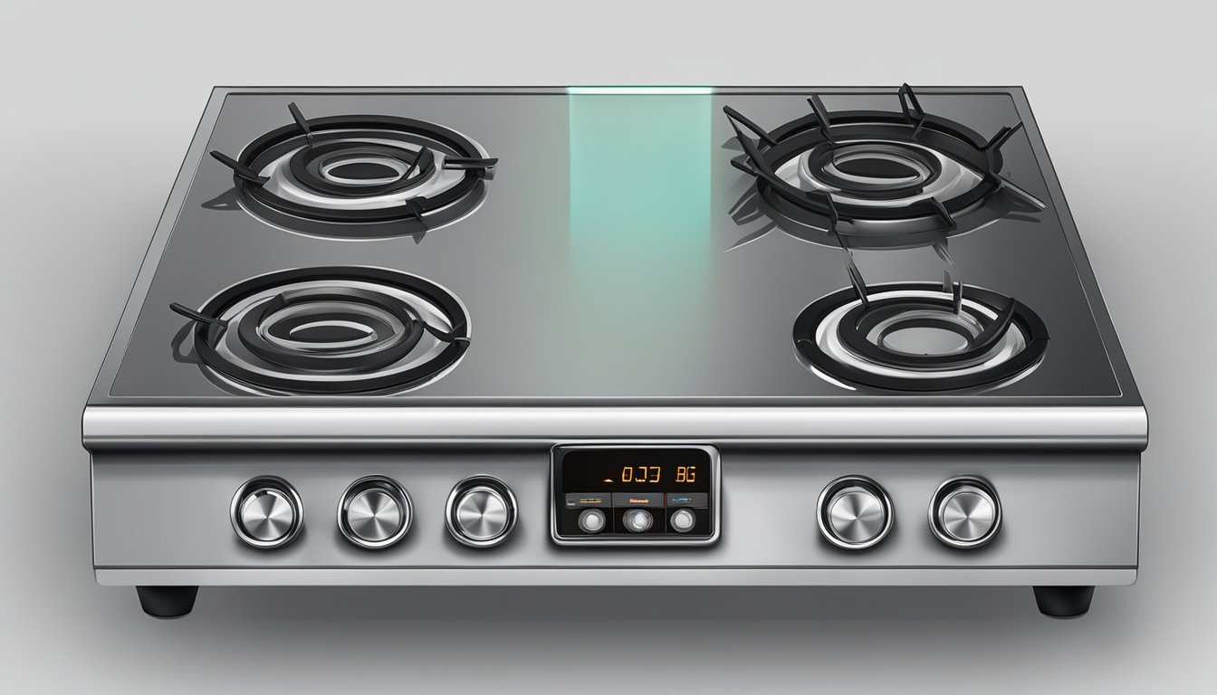 An induction stove with price tag and a list of frequently asked questions displayed prominently
