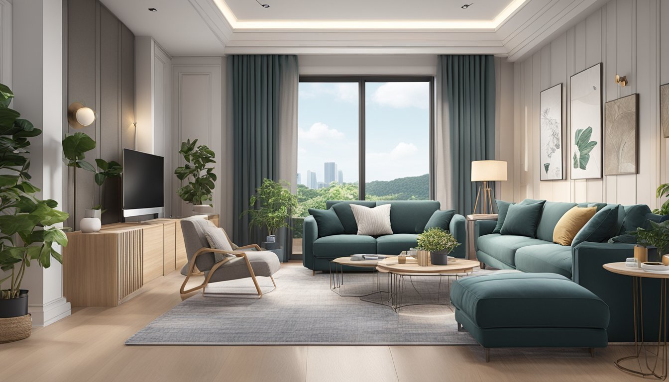 A cozy living room with a 3-seater recliner sofa in Singapore. The sofa is plush and inviting, with soft cushions and a sleek, modern design