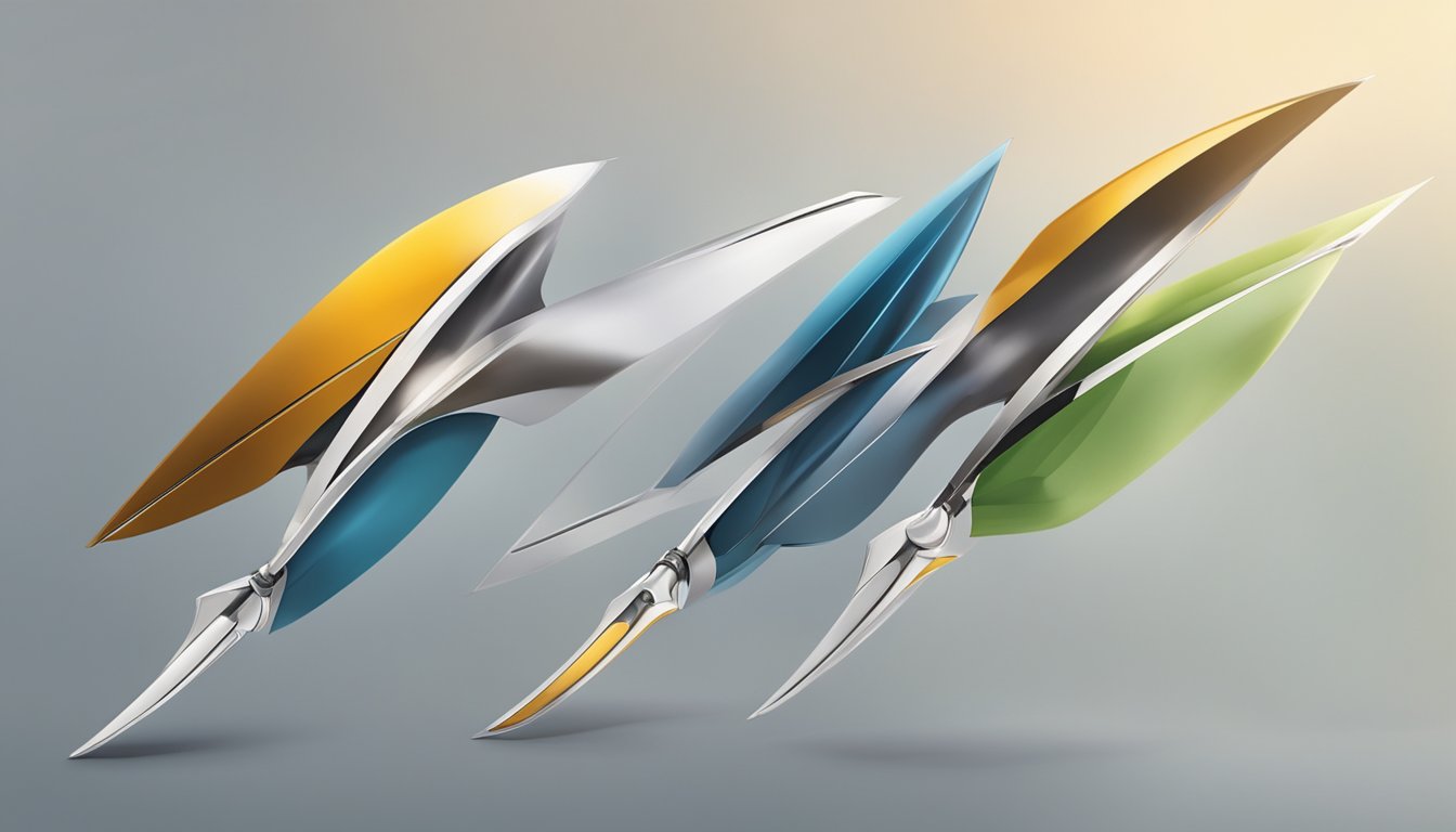 Three blades and five blades spinning in the wind, contrasting in design and aesthetic appeal