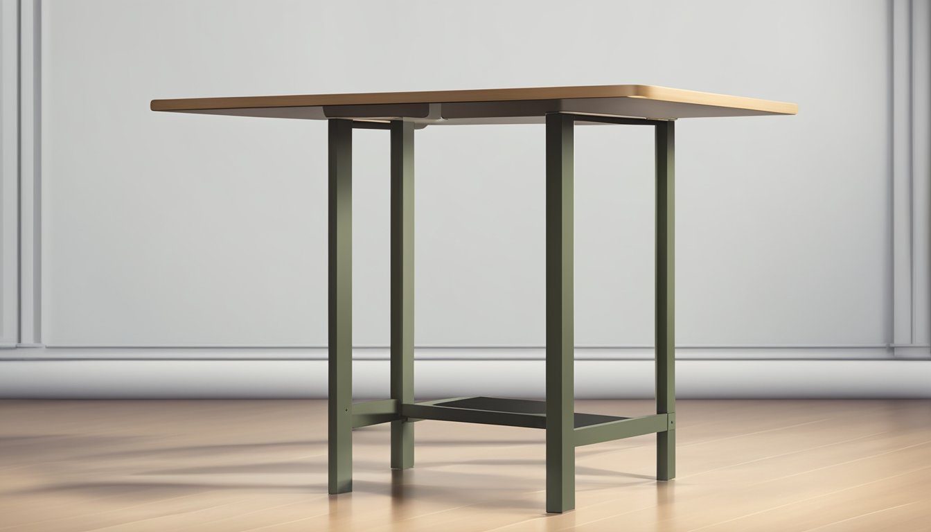 A table stands at a standard height, with four legs supporting a flat surface