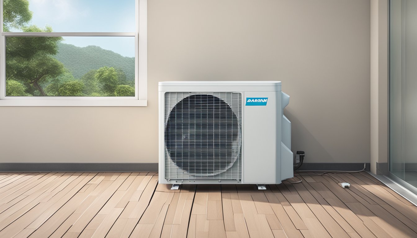 A Daikin System 3 air conditioning unit sits on a wall, with three indoor units connected to a single outdoor compressor