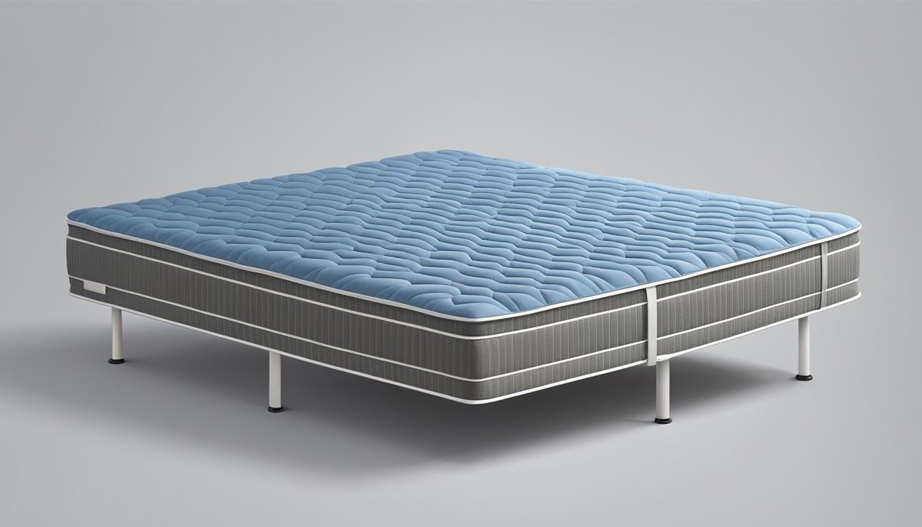 A Bonnell spring mattress is shown with interconnected springs for support