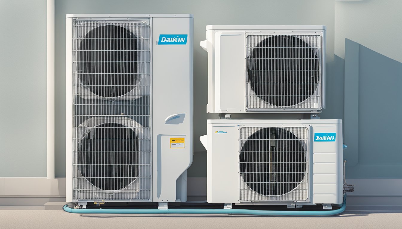 A Daikin air conditioning system with three units displayed with pricing and purchase details