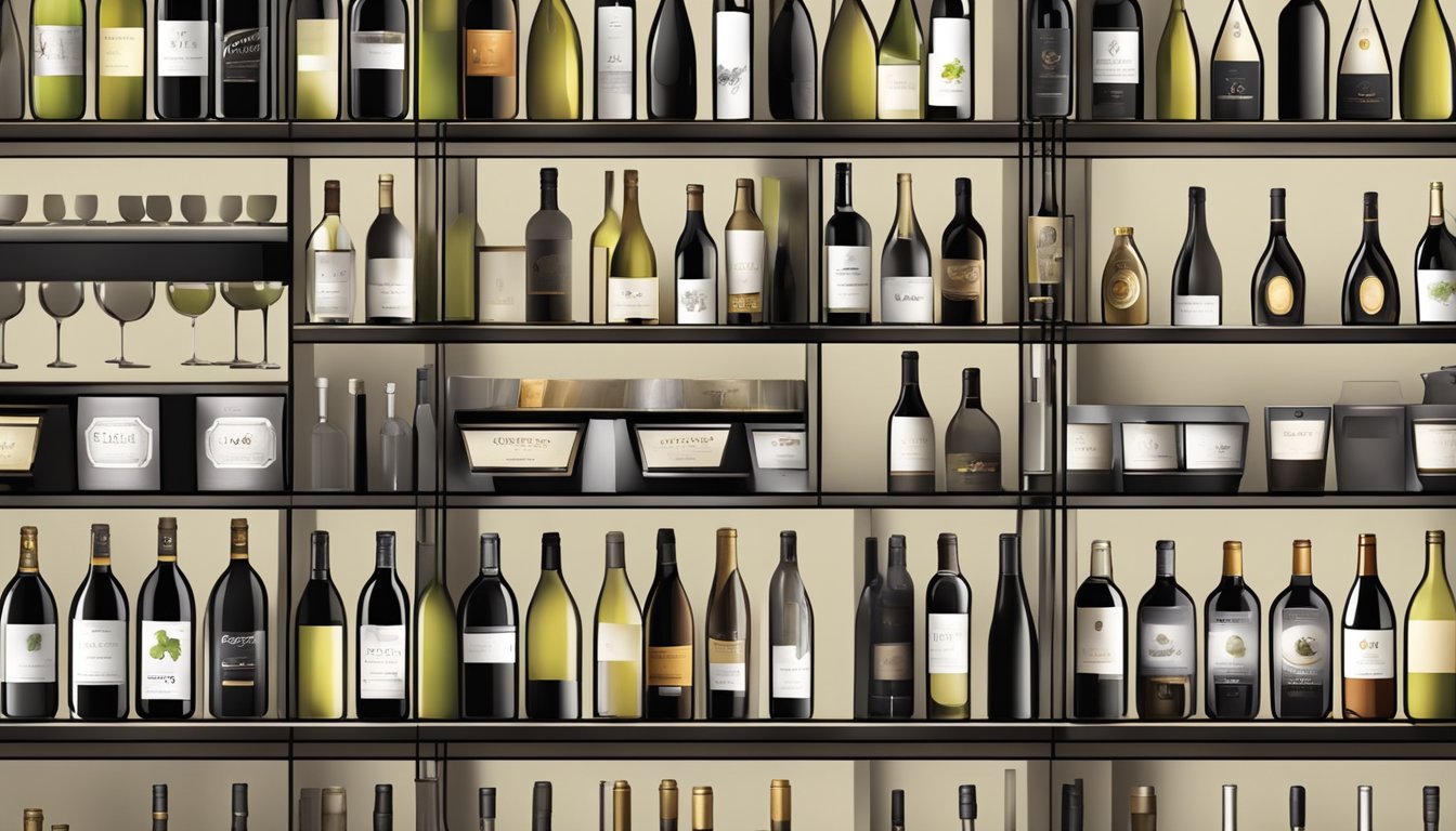 Various wine cooler sizes displayed on a sleek, modern shelf with soft lighting