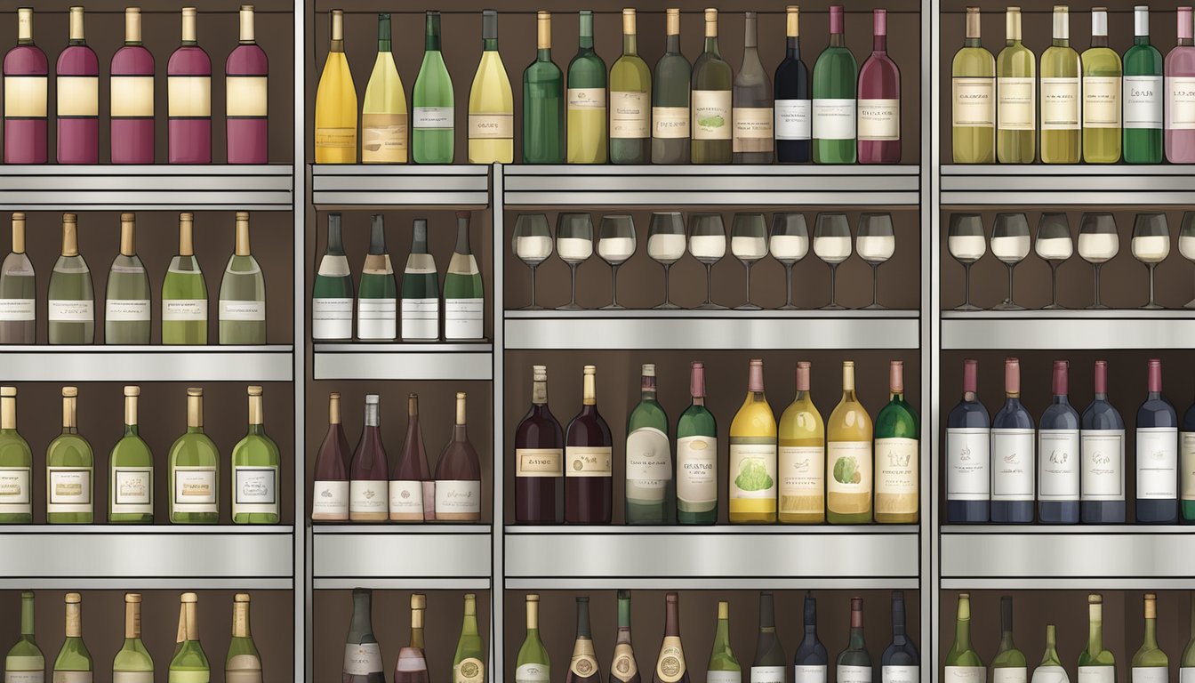 A variety of wine coolers in different sizes arranged on a shelf with labels indicating "Frequently Asked Questions."