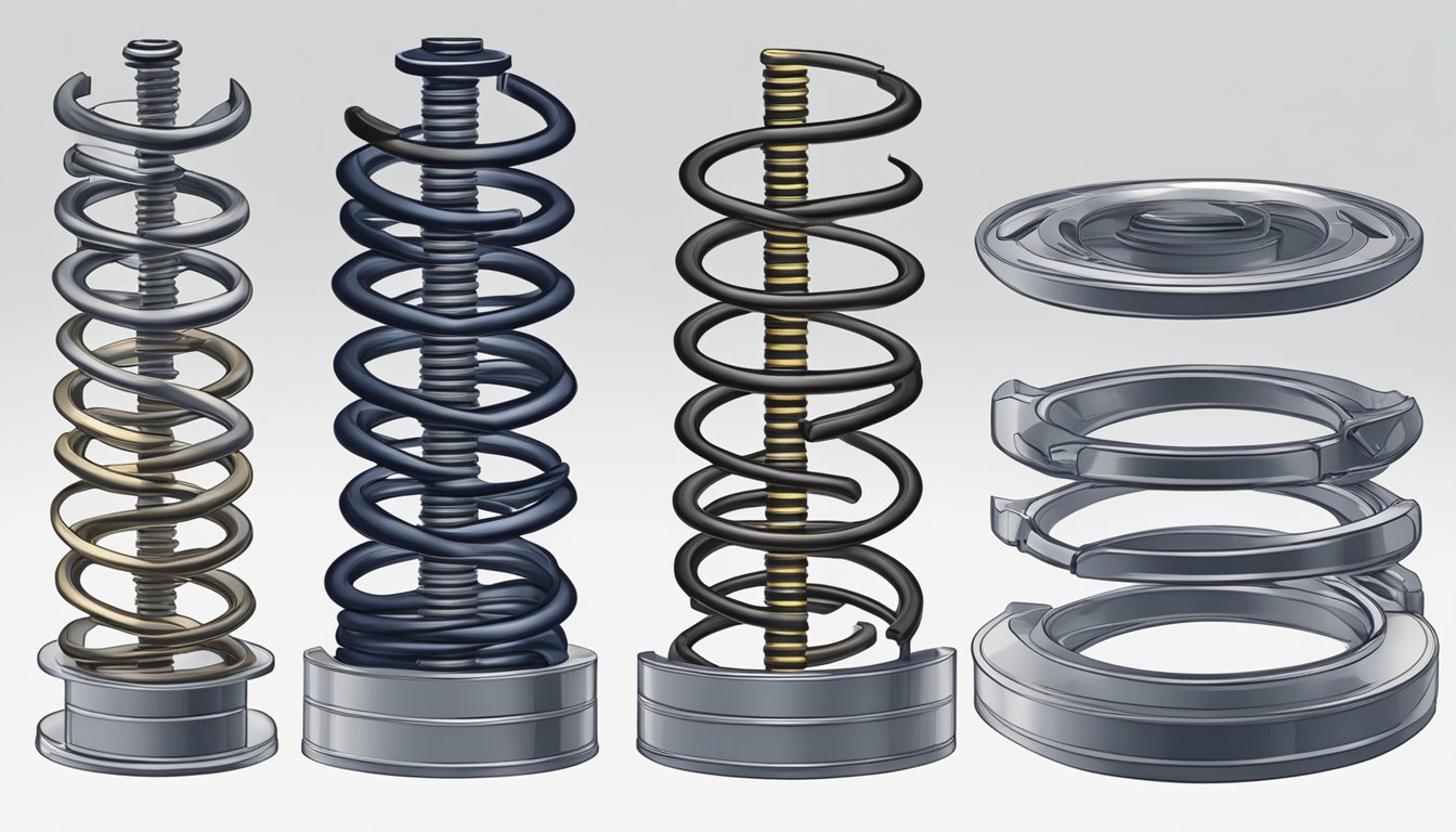 A bonnell spring and a pocket spring stand side by side, each with distinct coil shapes and structures