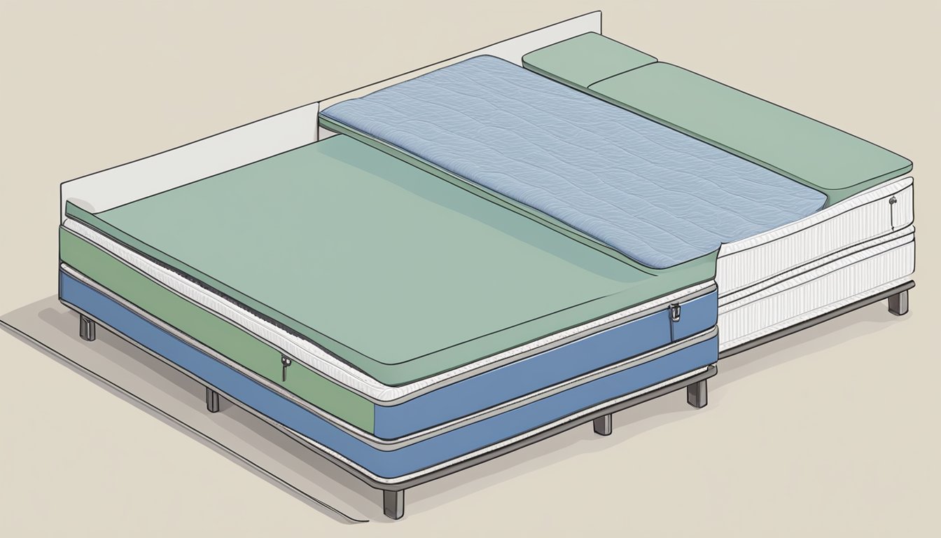 A cutaway view of two mattresses, one with bonnell springs and the other with pocket springs, showing the internal structure and arrangement of the springs