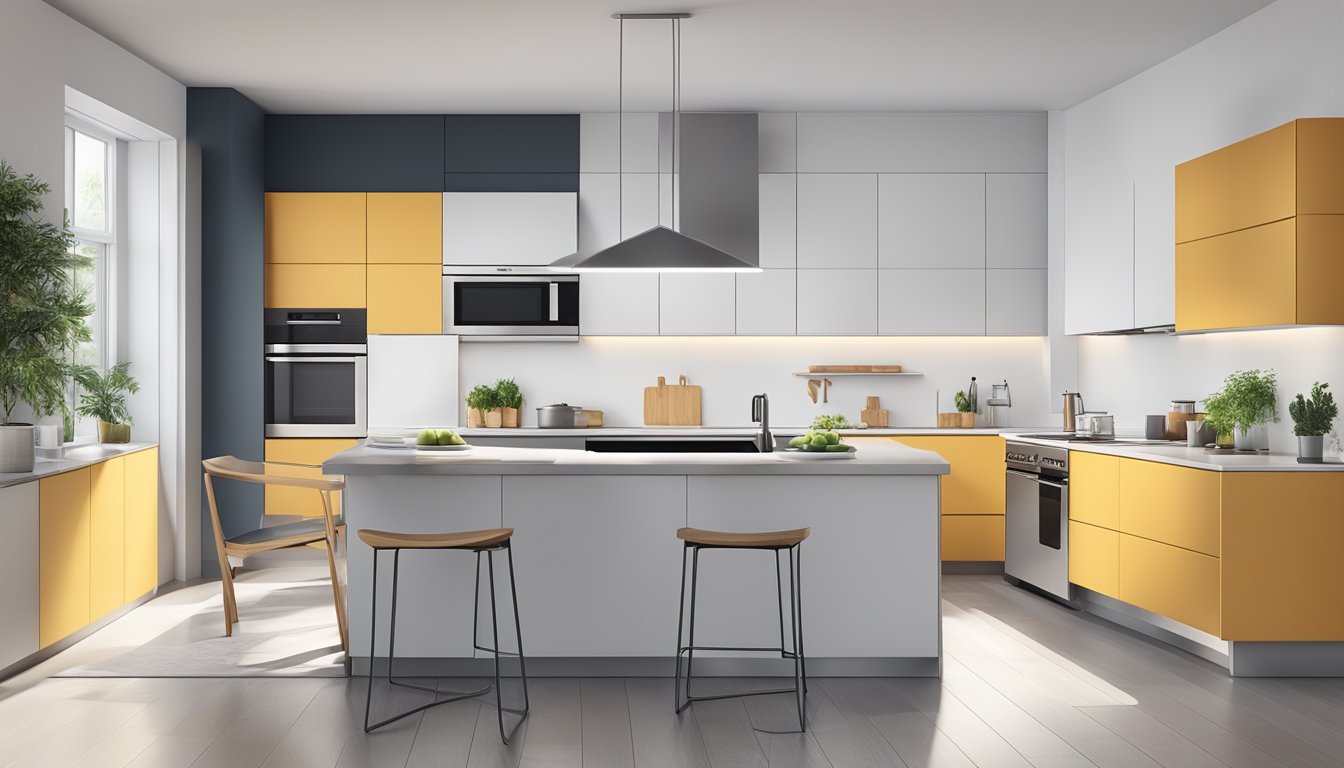 A modern kitchen with a sleek induction hob, surrounded by stainless steel appliances and a clean, minimalist design