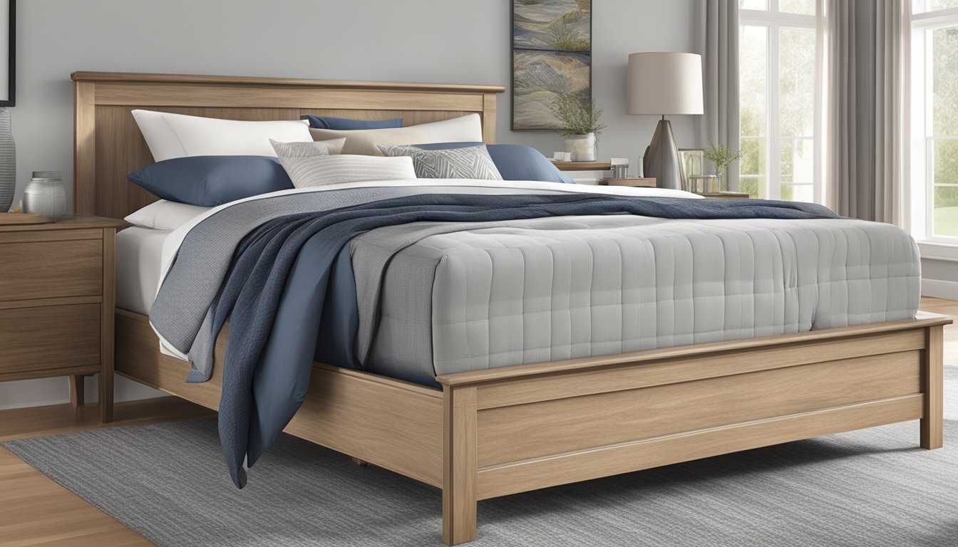 A sturdy bed frame and comfortable mattress are showcased with a bold "Unbeatable Bed Frame and Mattress Deals" promotion sign