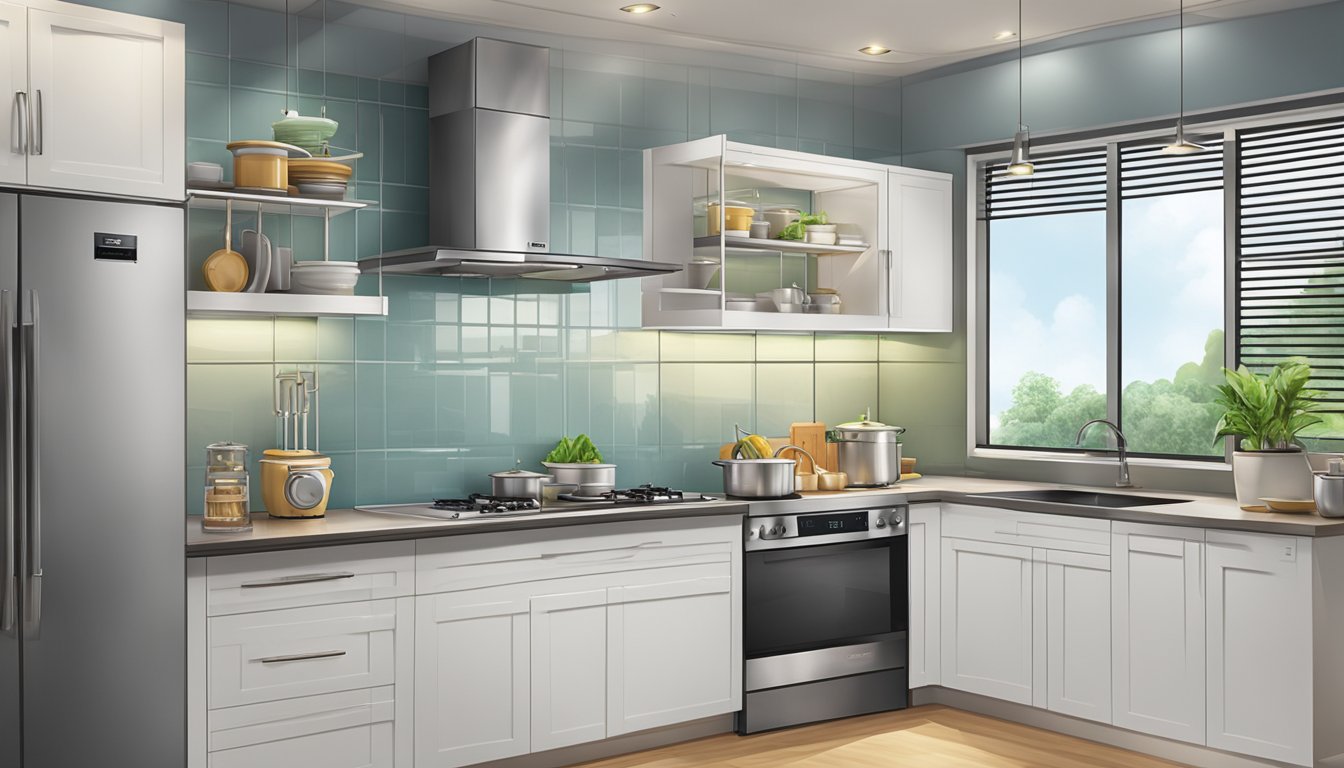 A modern kitchen with various electrical appliances in Singapore