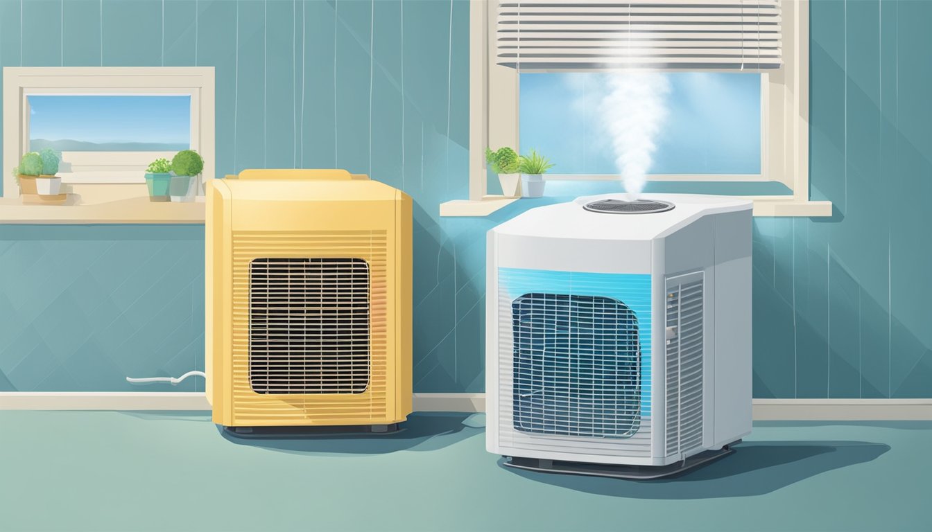 An air cooler blows air over water to cool it, while an air conditioner uses refrigerant to cool air