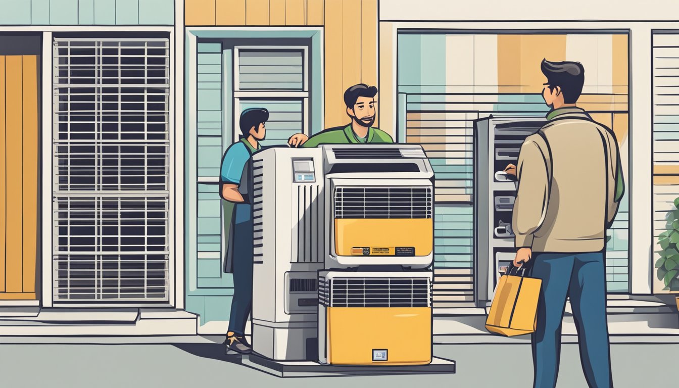 A person purchasing an air conditioner from a store