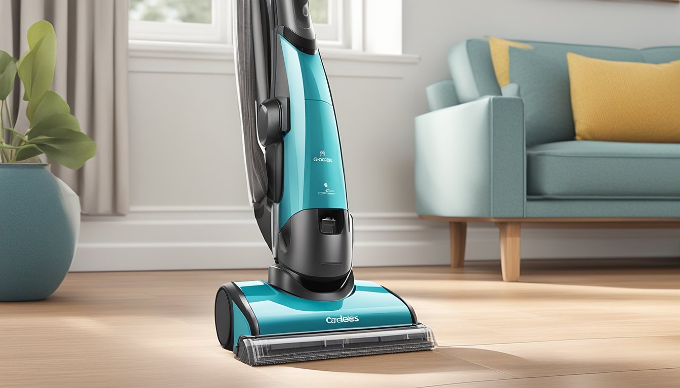 A cordless handheld vacuum cleaner effortlessly glides across a variety of surfaces, from carpeted floors to hardwood stairs, capturing dust and debris with ease