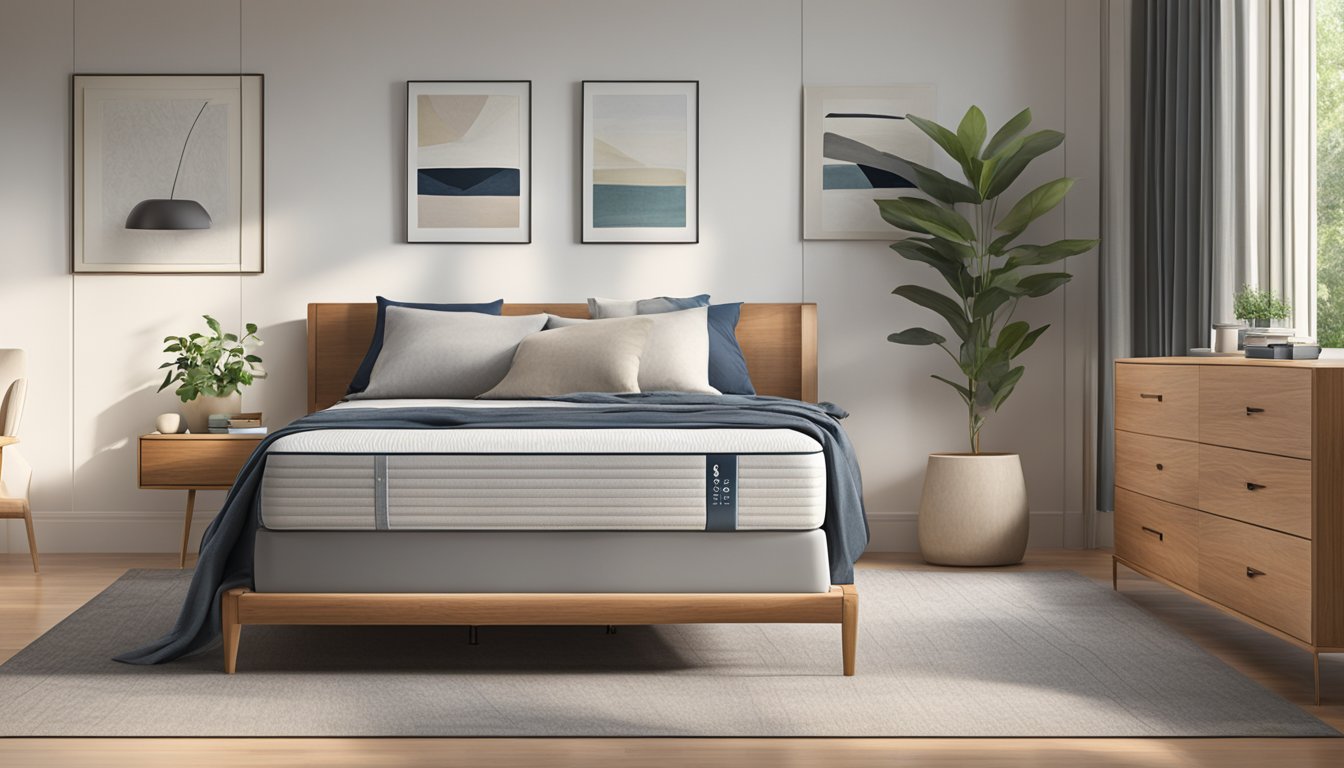 A medium firm queen mattress sits in a spacious bedroom with natural light, inviting exploration and testing for comfort and support