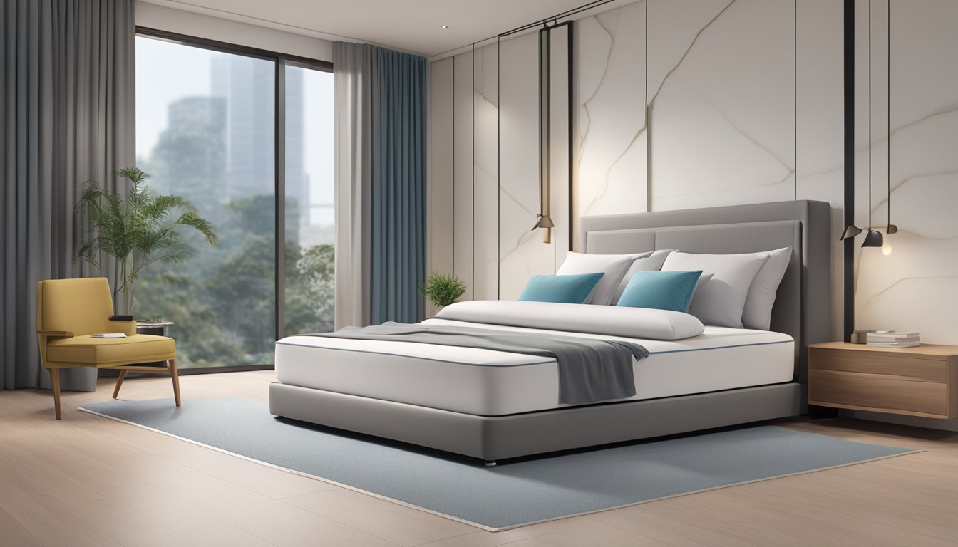 An orthopedic mattress in a modern Singapore bedroom, with clean lines and a minimalist design