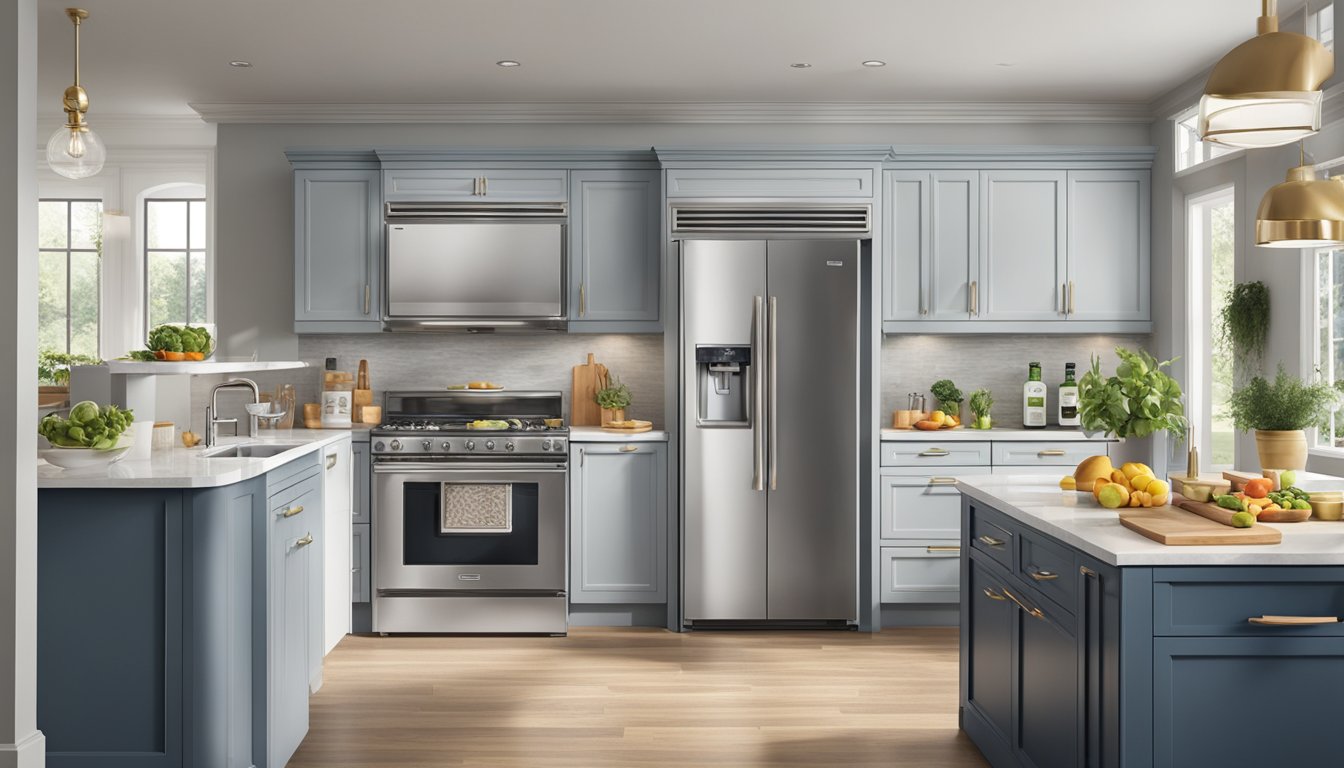 A kitchen scene with multiple top fridge brands showcased, each highlighting their unique features and designs