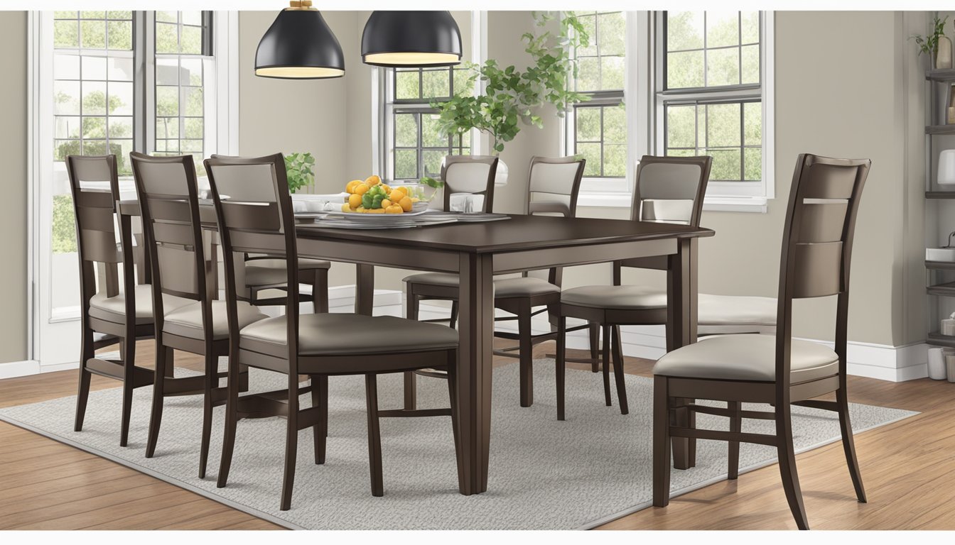 A dining table, 28-30 inches tall, with a 12-inch clearance underneath. Chairs are 18 inches from floor to seat