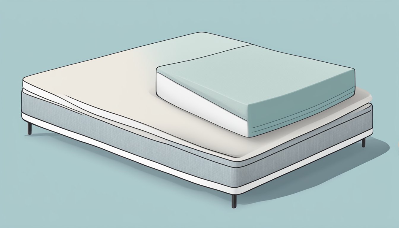 Two mattresses side by side. Memory foam mattress sinking under pressure, while spring mattress remains firm