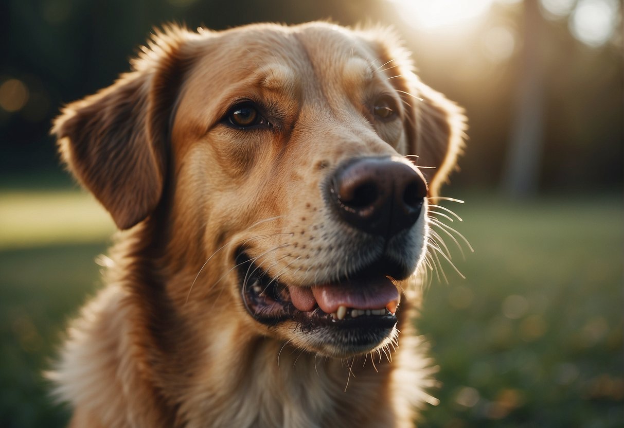 A dog with a dry mouth licks its lips repeatedly, showing signs of a health condition or disease