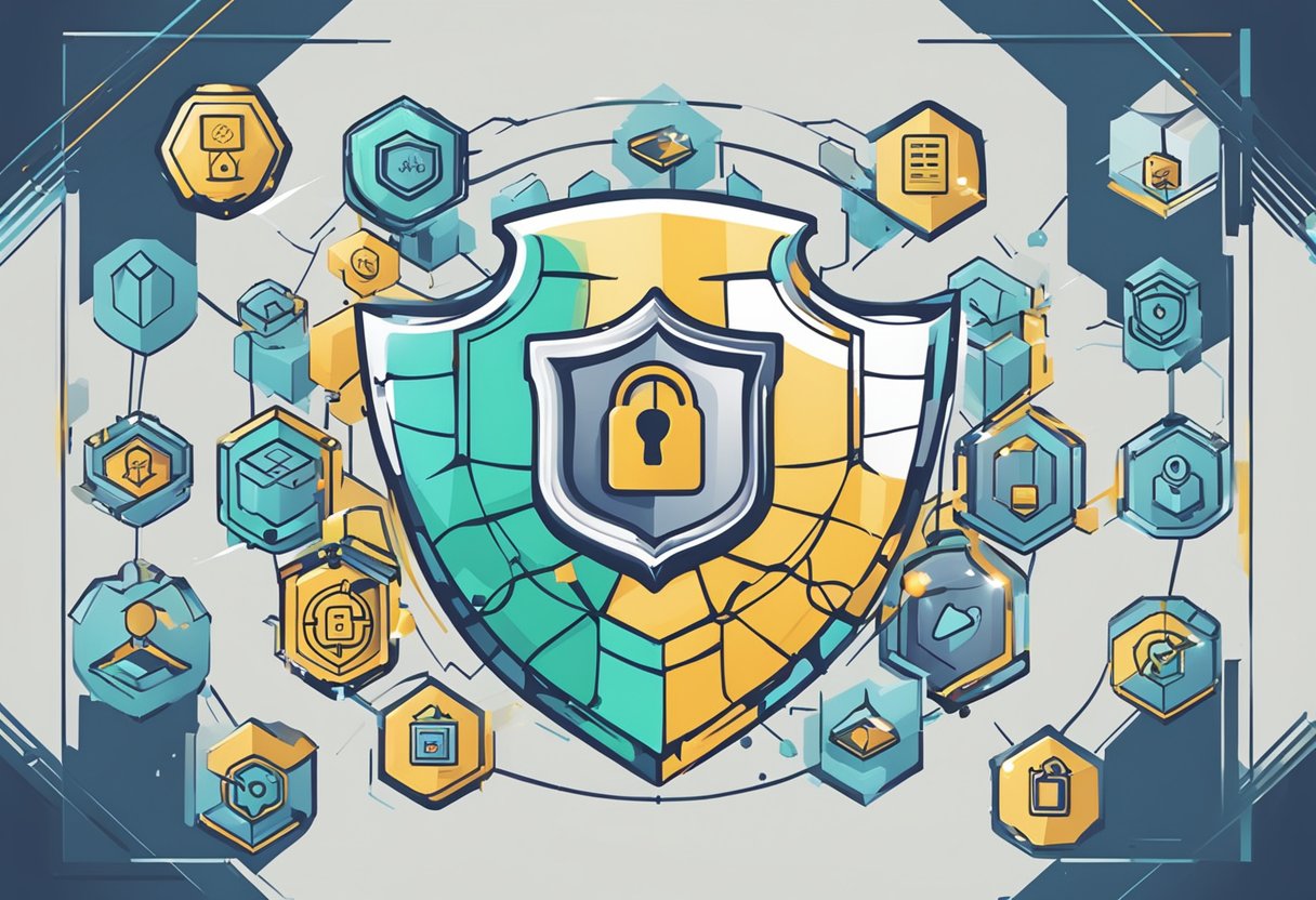 ChainSwap logo surrounded by lock icons, shield, and encryption symbols, creating a protective barrier