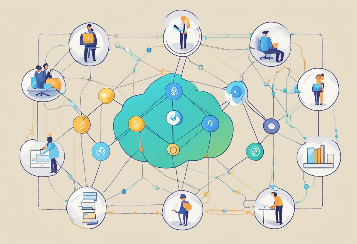 Partners and Ecosystem ChainSwap: A network of interconnected nodes and chains, symbolizing collaboration and growth in the blockchain ecosystem