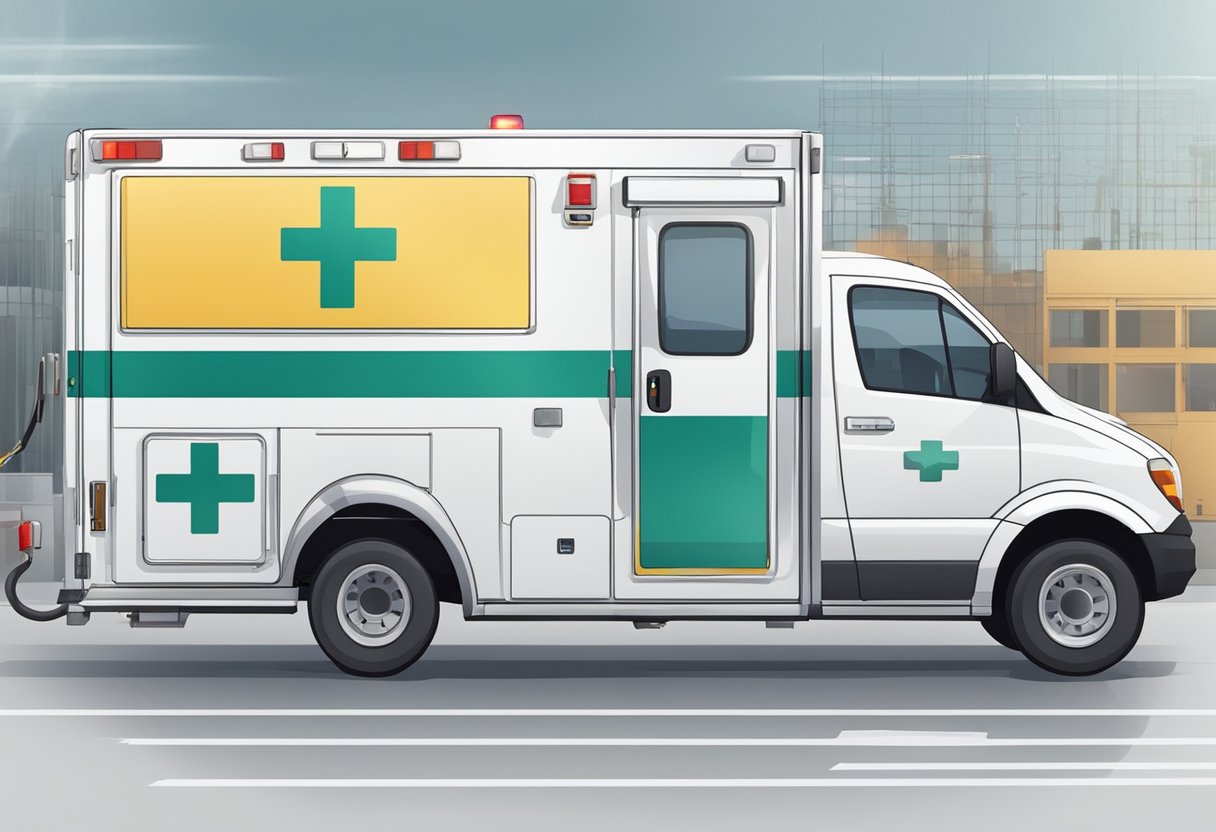 A private ambulance with medical equipment and structure. No humans or body parts