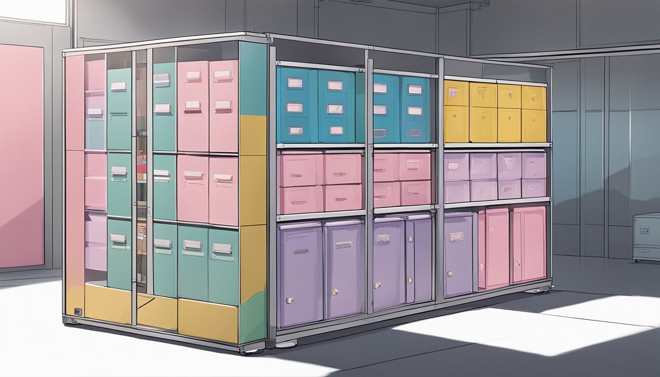 A compact storage unit with adjustable compartments for sex dolls, maximizing privacy and convenience