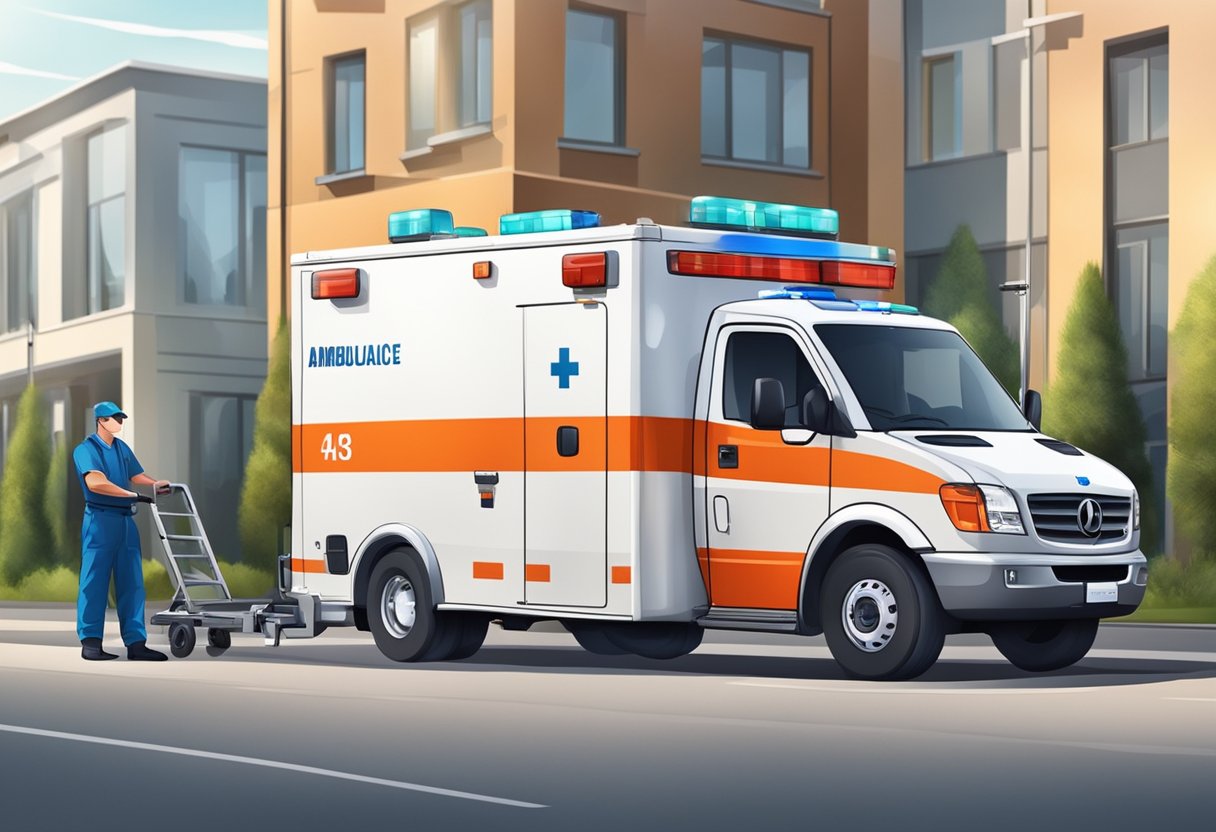 A private ambulance with medical equipment and crew ready for service