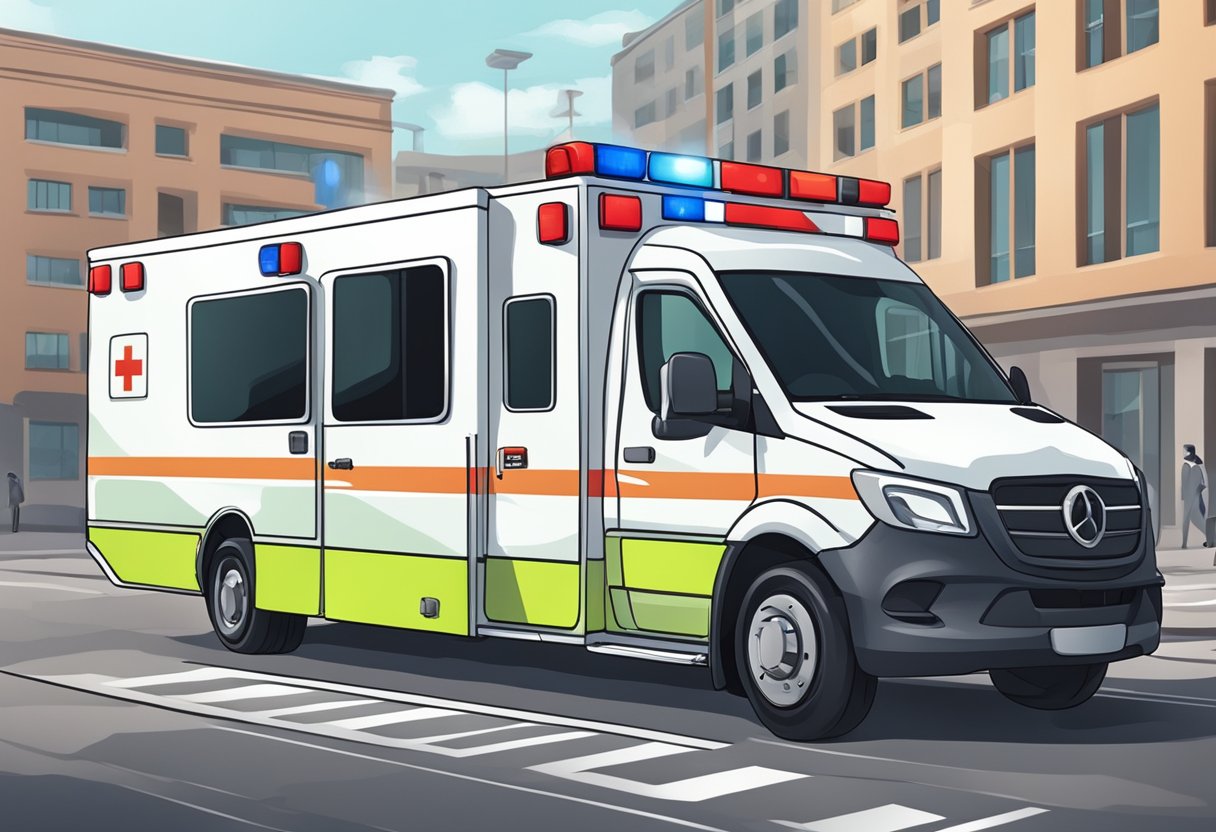 An ambulance with medical equipment and personnel following specific patient transport protocols
