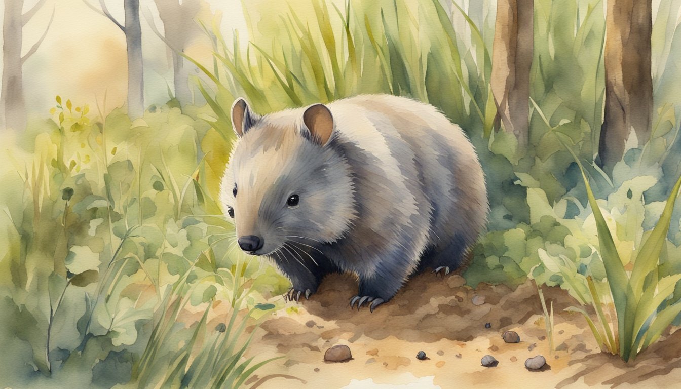 A wombat leaves cube-shaped droppings near its burrow in a grassy, forested habitat.</p><p>Other animals avoid them, as they serve as territorial markers and help distribute seeds