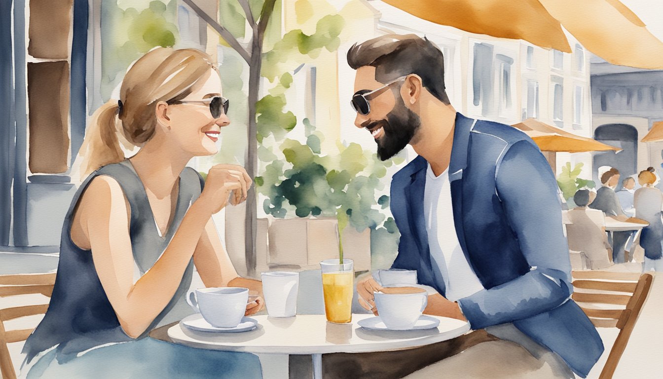 A man and woman sit at a cafe, engaged in deep conversation, laughing and enjoying each other's company.</p><p>They appear comfortable and at ease, demonstrating the foundations of a cross-gender friendship