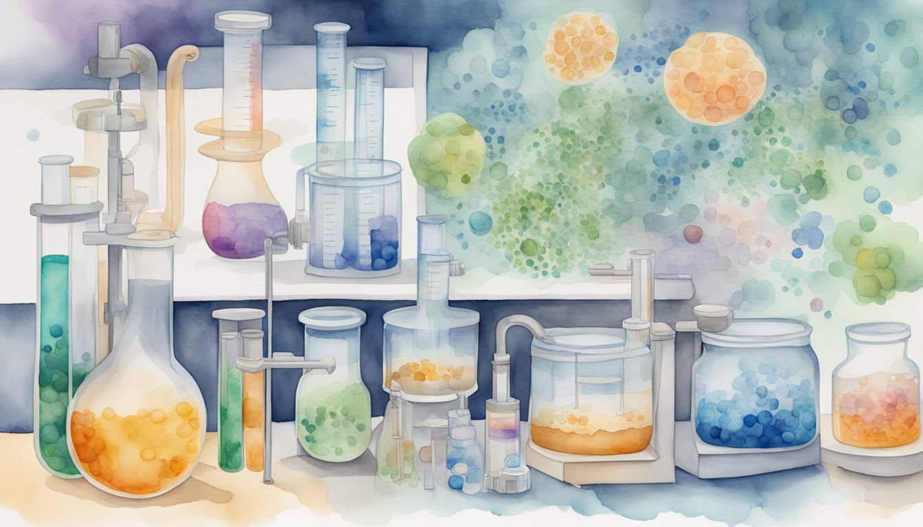 A lab setting with test tubes, petri dishes, and microscopes.</p><p>A diagram showing the gut microbiome and brain connection