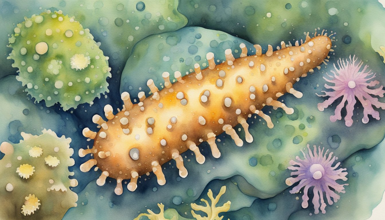 Sea cucumber releases toxic chemicals when threatened, deterring predators.</p><p>Cells in its skin produce compounds for defense