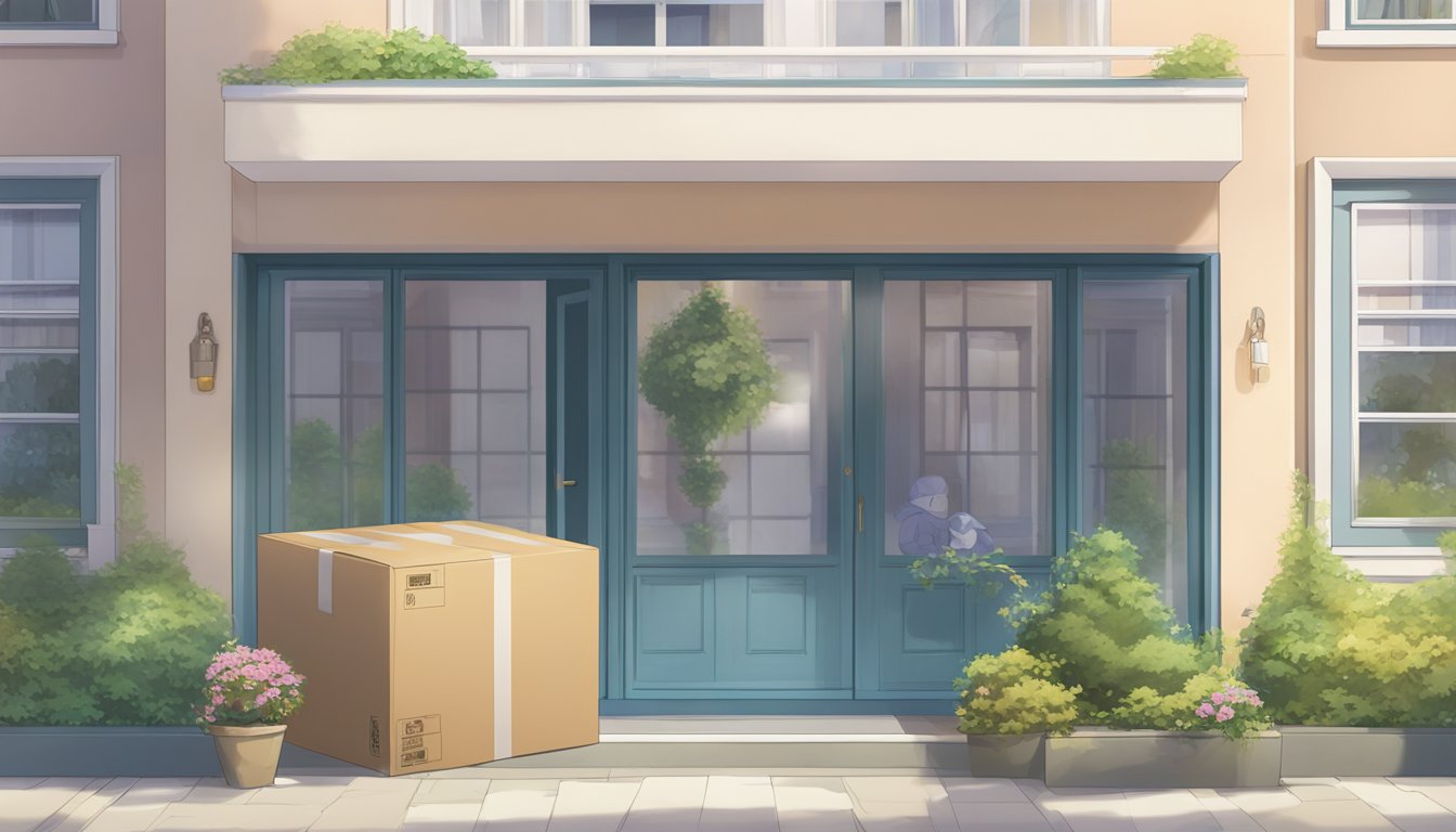 A nondescript package delivered to a residential doorstep, with no visible markings or indications of its contents, ensuring privacy and discretion