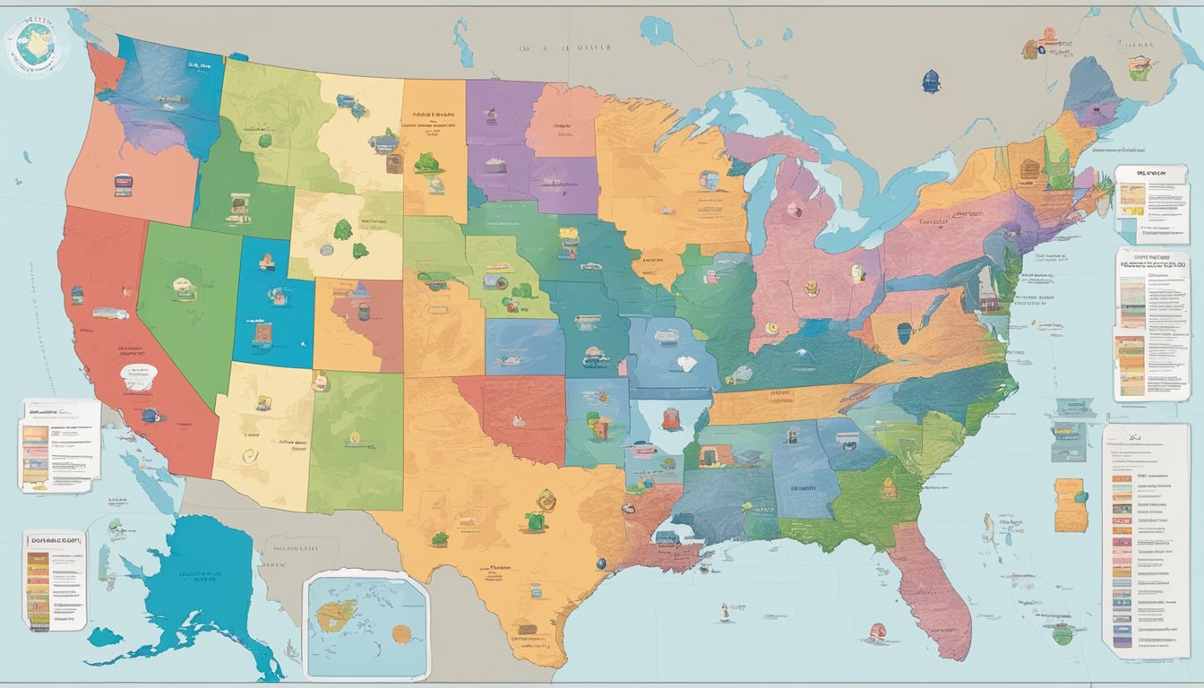 A map of the United States with color-coded age of consent laws and compliance requirements for each state