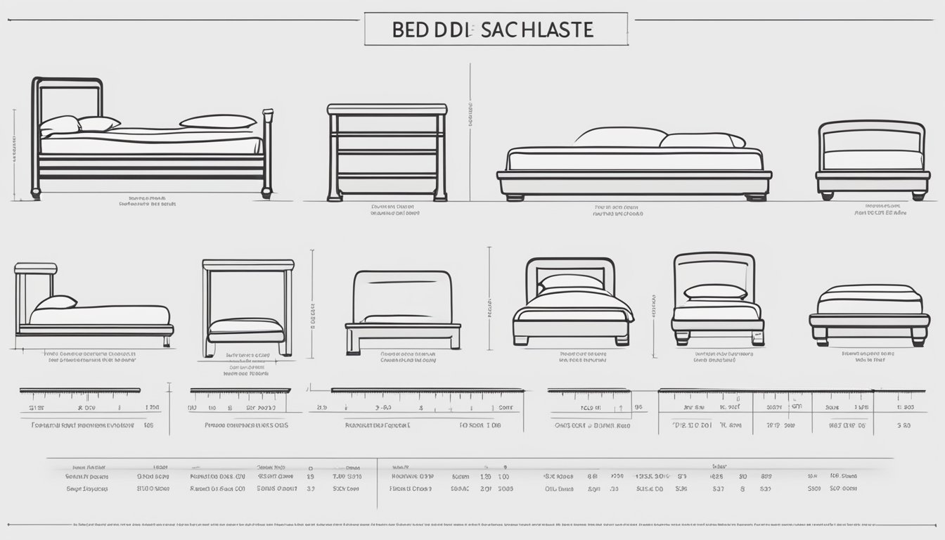 A bed size chart displayed against a clean, white background with clear, easy-to-read text and accurate measurements