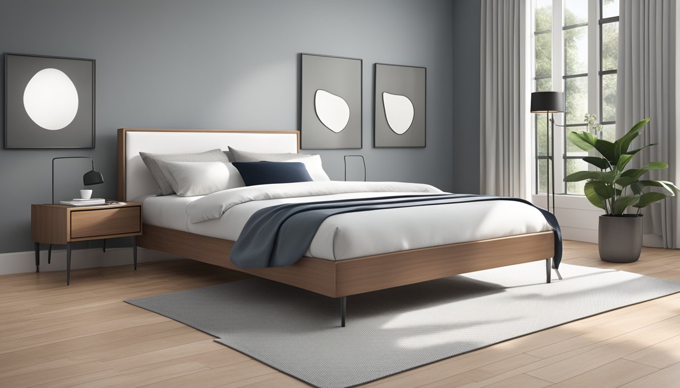 A single bed with clean, modern lines and a sleek headboard. The design is simple yet stylish, with a focus on functionality and comfort